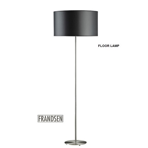 Staande lamp kap suede bruin Frandsen chroom voet 147 cm. hoog